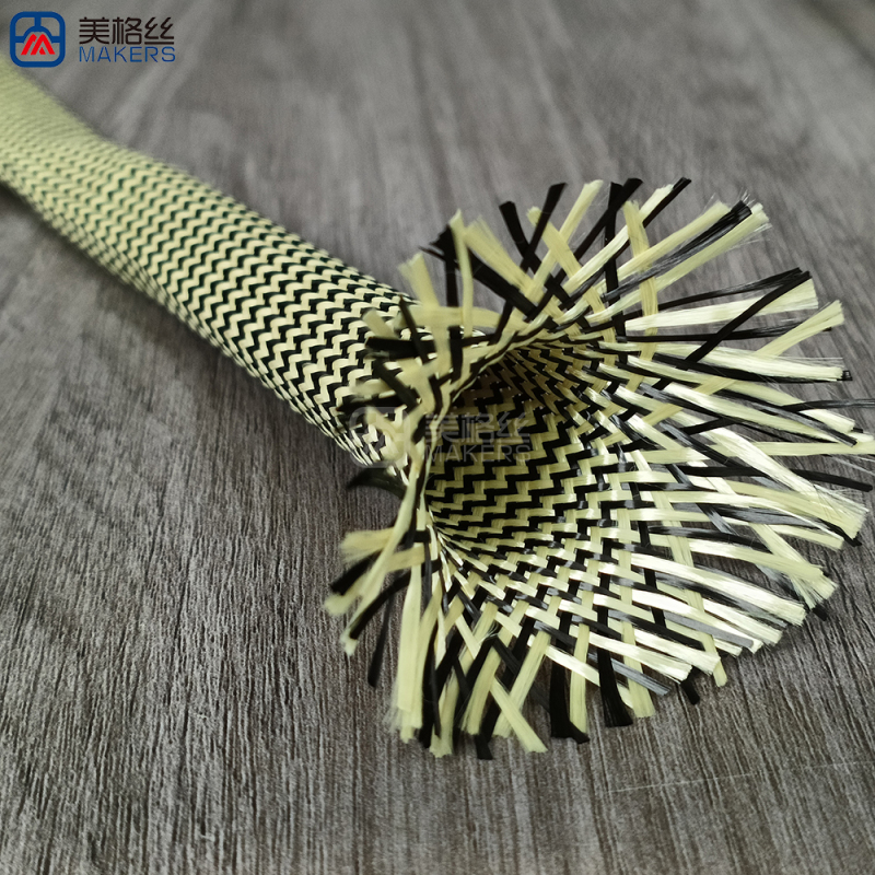 25mm Carbon Fiber & Aramid Kevlar Hybrid Braided Sleeve