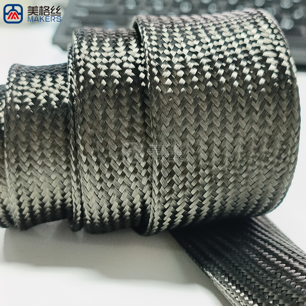 25mm Diameter Carbon Fiber Braided Sleeving Heat Resistant High Strength