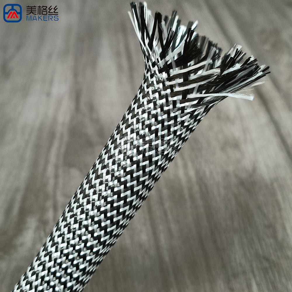 25mm Carbon Fiber & Fiberglass Hybrid Braided Sleeve