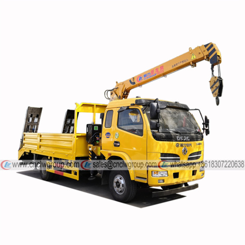 Dongfeng 5 tons flatbed truck with 3.2 ton crane