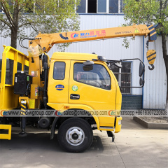 Dongfeng 5 tons flatbed truck with 3.2 ton crane