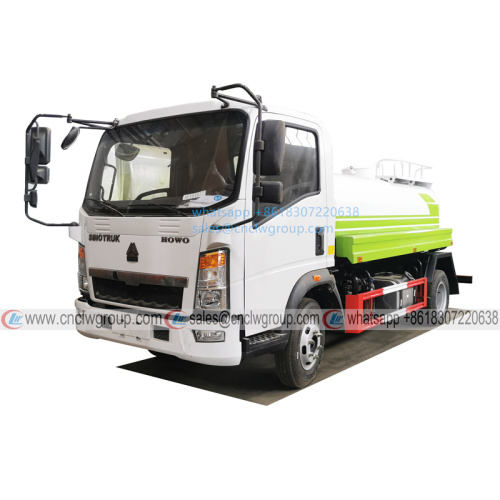 HOWO 5m3 Small Water Sprinkler Tank Water Bowser Truck for sale