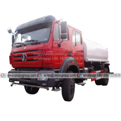 China Benz Beiben 4x4 Double Cabin Potable Water Tanker Truck Sprinkler Watertrucks