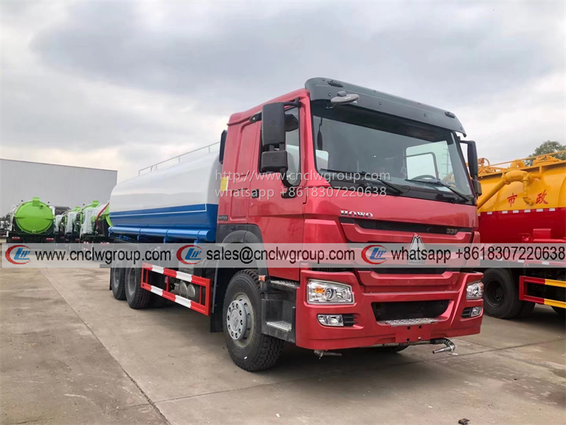 Brand New HOWO 6x4 25000 liter heavy duty water storage tank bowser truck low price for sale