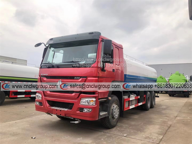Brand New HOWO 6x4 25000 liter heavy duty water storage tank bowser truck low price for sale