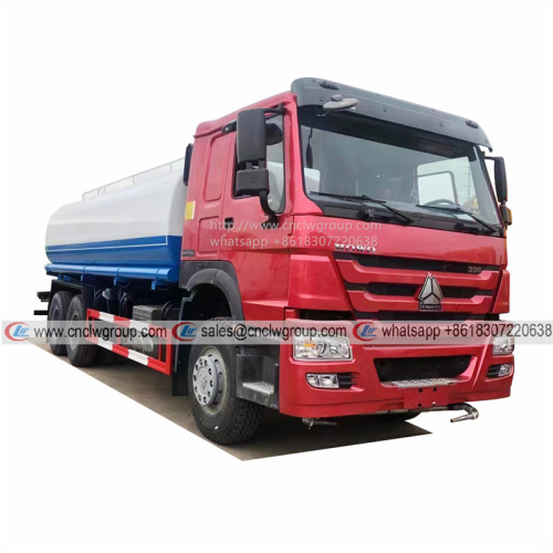 Brand New HOWO 6x4 25000 liter heavy duty water storage tank bowser truck low price for sale