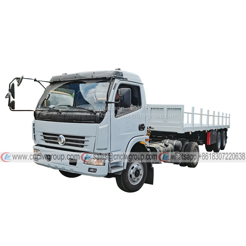 Dongfeng 4x2 small light tractor head with 2 axle 20 ton flatbed cargo semi trailer