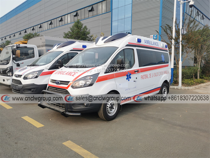 Exporting Ford Transit Diesel Mid-wheelbase Mid-roof hospital ambulance patient transport ambulance van car for sale