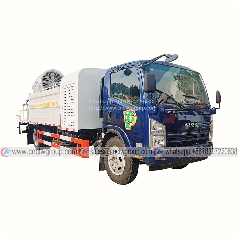 ISUZU 6000 liter 100m dust control water tanker with mist fog cannon sprayer truck