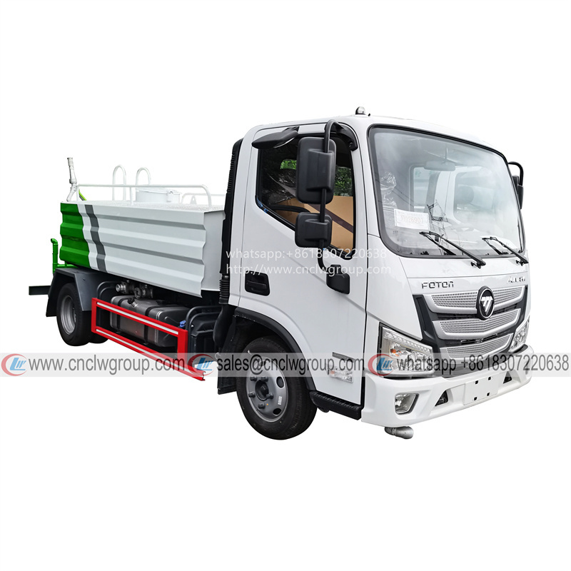 Foton Aumark Euro5 4000 liter Square Shape Water Tank Sprinkler Water Cart Bowser Spraying Truck