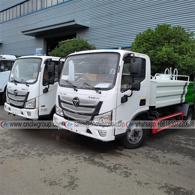 Foton Aumark Euro5 4000 liter Square Shape Water Tank Sprinkler Water Cart Bowser Spraying Truck