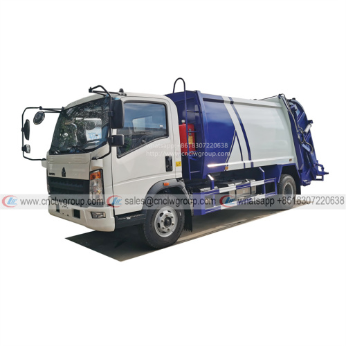 HOWO Euro5 8m3 trash compactor rear loader garbage compactor truck good