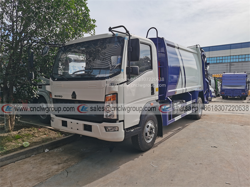 HOWO 8m3 trash compactor rear loader garbage compactor truck good price for sale