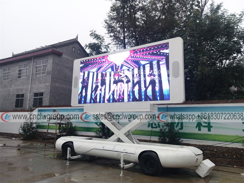 Chengli CLW towed trailer type P8 P6 P5 full color HD LED advertising screen hydraulic lifting screen for sale