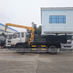 Dongfeng 145 6 wheeler dump truck mounted with boom crane 5 ton crane dump truck