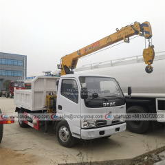DFAC light duty dumper boom mini truck with 2 ton crane tipper mounted hydraulic crane