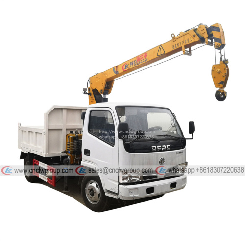 DFAC light duty dumper boom mini truck with 2 ton crane tipper mounted hydraulic crane