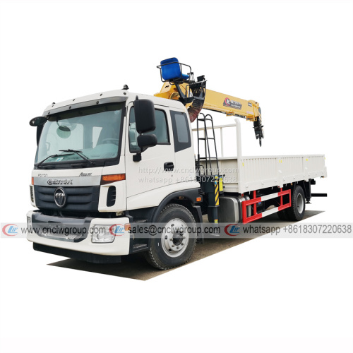 Foton Auman 4x2 8 ton boom truck with straight arm hydraulic lifting crane