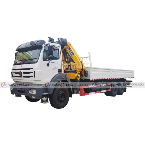 BEIBEN 6x4 RHD truck mounted XCMG 10 ton knuckle crane