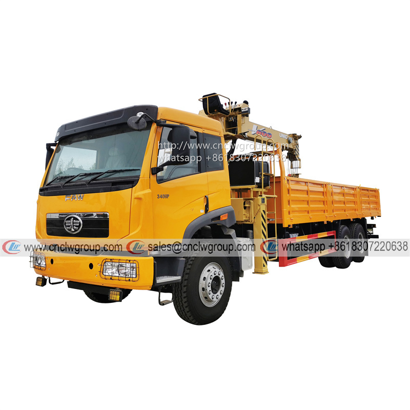 FAW RHD 6x4 crane truck mounted with boom UNIC V800 crane for sale