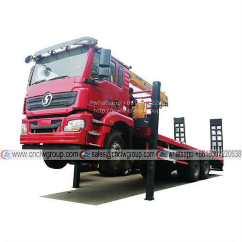 SHACMAN 10 wheeler self loader front lifting jack flatbed truck for excavator