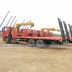 SHACMAN 10 wheeler self loader front lifting jack flatbed truck for excavator