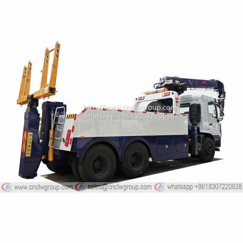 Dongfeng 6x4 heavy duty 20 ton wrecker tow truck with crane 10 ton telescopic arm boom