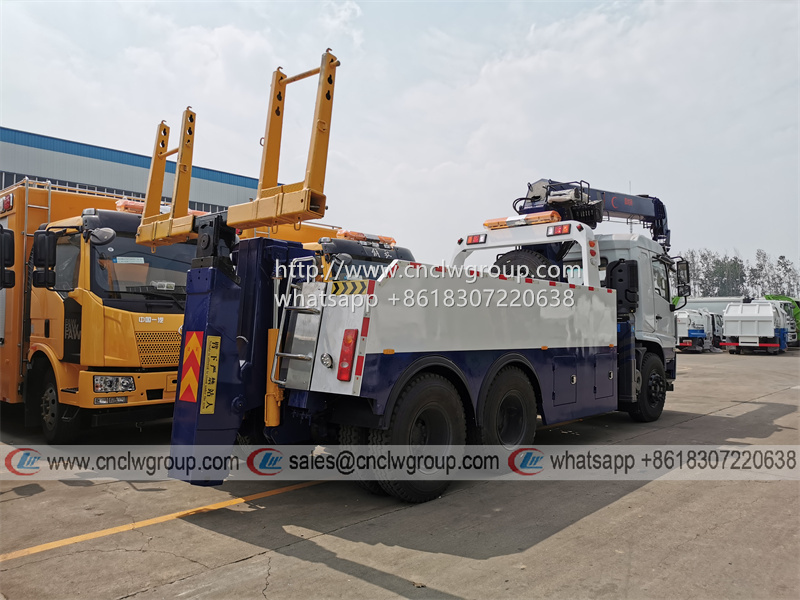 Dongfeng 6x4 heavy duty 20 ton wrecker tow truck with crane 10 ton telescopic arm boom