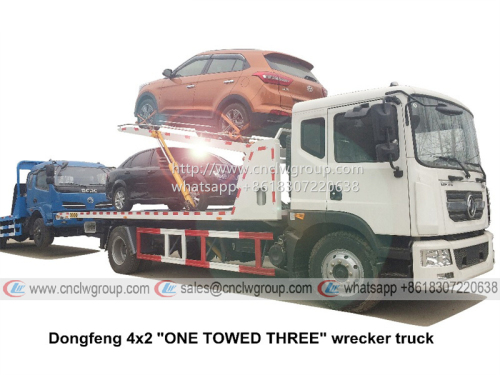 Dongfeng 1 tow 3 cars auto rescue wrecker flatbed tow truck for sale