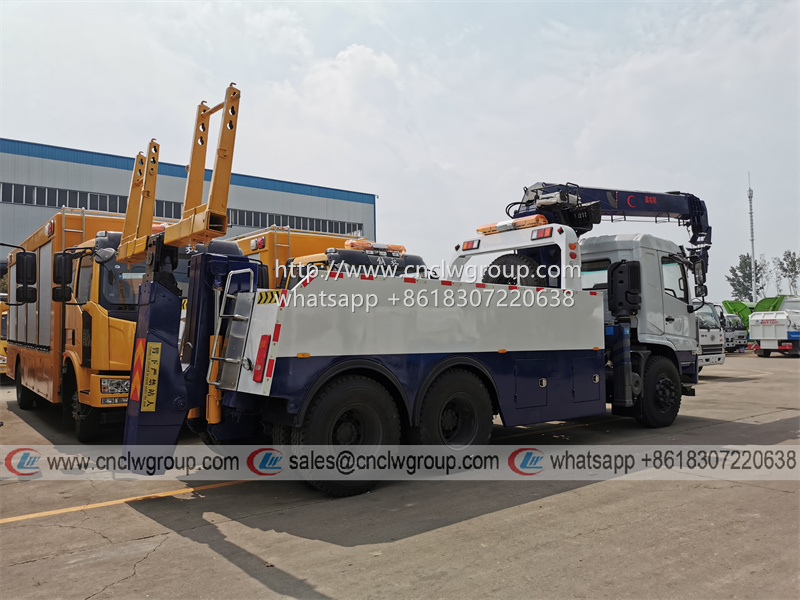 Dongfeng 6x4 heavy duty 20 ton wrecker tow truck with crane 10 ton telescopic arm boom