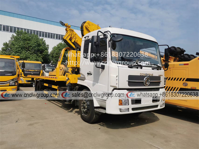 Dongfeng KingRun wrecker towing boom truck with xcmg 10 ton knuckle crane