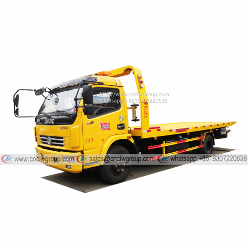 Dongfeng 4 ton one-tow-two flat bed wrecker recovery tow truck for sale
