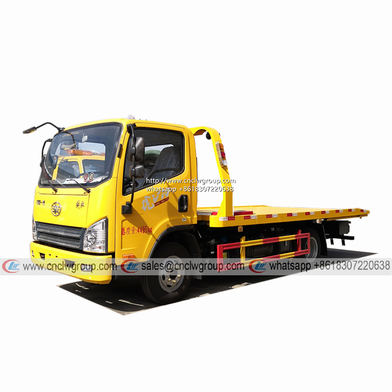FAW 4 ton wrecker light duty car carrier flat bed tow truck
