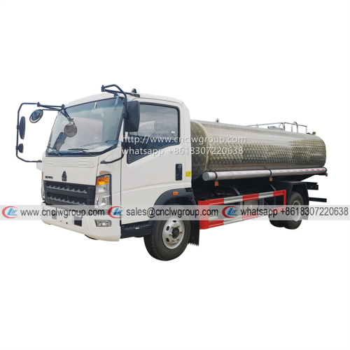 Sinotruk HOWO 8kl 8m3 Stainless Steel 304 drinking water tanker carrier truck for sale