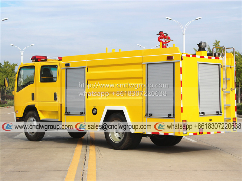 ISUZU FRR Fire Engine 4000 liter Water Tanker Lemon Yellow Color Foam Fire Truck