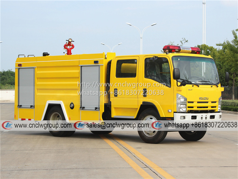 ISUZU FRR Fire Engine 4000 liter Water Tanker Lemon Yellow Color Foam Fire Truck