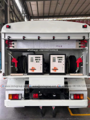 ISUZU 6 wheel 4000 liter fuel tanker with two fuel dispenser units for diesel and gasoline both tank truck