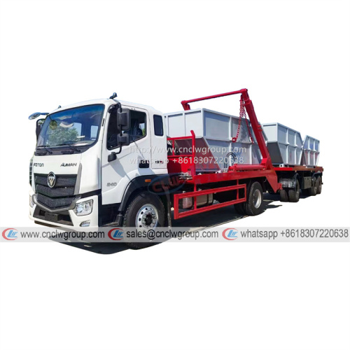 Foton 10t arm roll skip loader garbage truck with waste bin carrier trailer