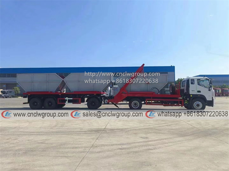 Foton 10t arm roll skip loader garbage truck with waste bin carrier trailer