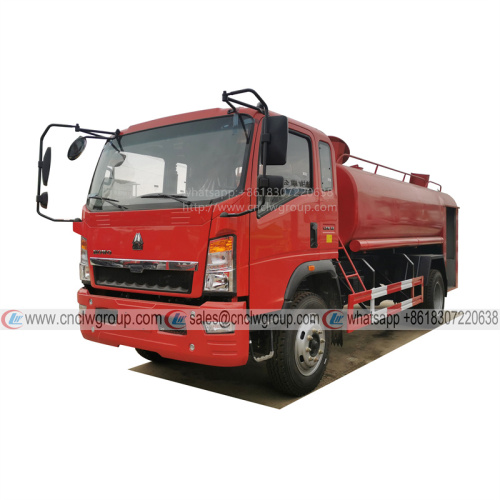 HOWO 6 wheel 6000 liter water tank exposed fire engine truck