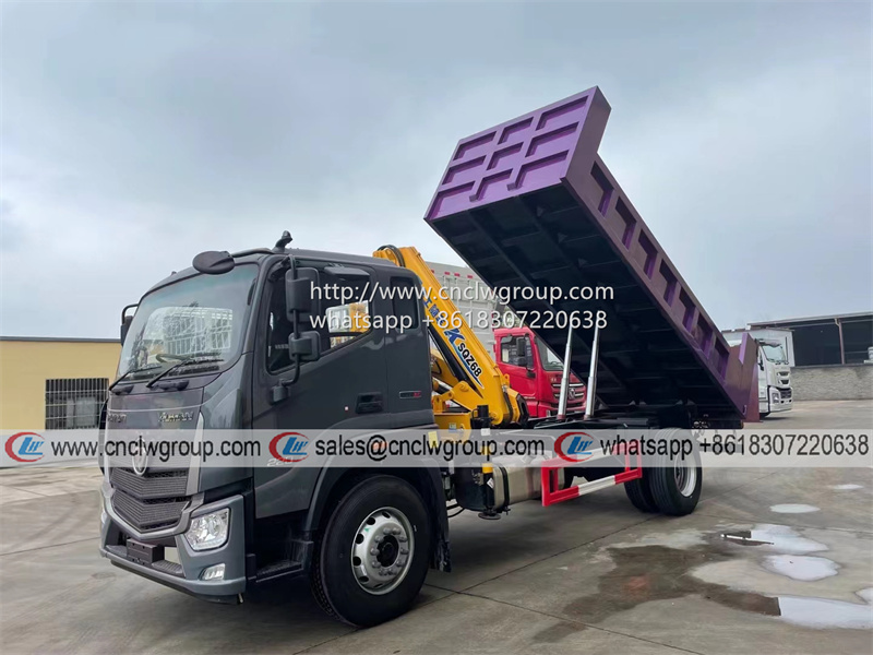 Foton AUMAN 10 ton dump truck mounted XCMG 3.2 ton knuckle crane