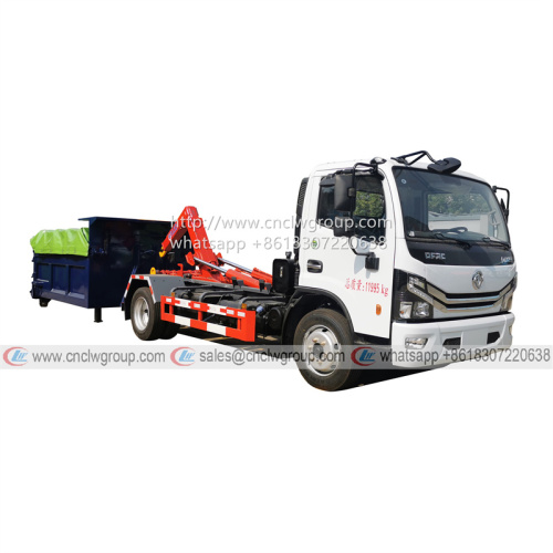 Dongfeng 6 ton 8 ton hooklift garbage truck with construction waste dump box