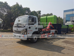 Dongfeng 6 ton 8 ton hooklift garbage truck with construction waste dump box
