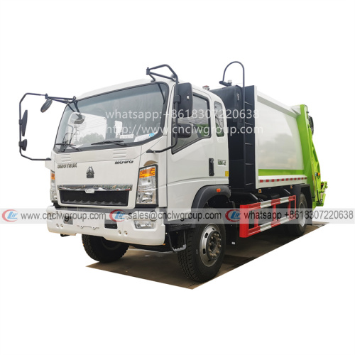 Sinotruk HOWO 10cbm living garbage compactor with rear loader 120L/240L plastic trash bins