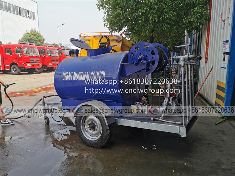 1000L 1500L 2000L mini sewer cleaning water tanker trailer