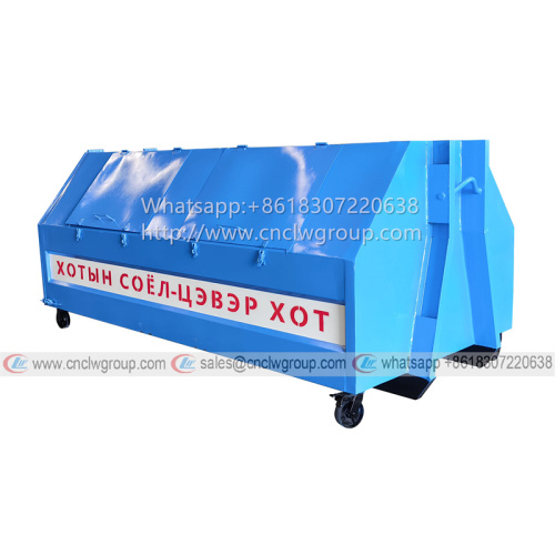 8-12cbm hooklift bin closed box type garbage bin