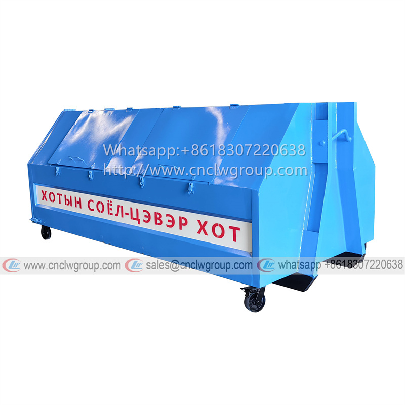 8-12cbm hooklift bin closed box type garbage bin