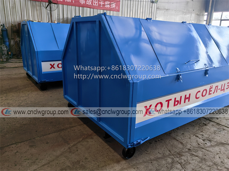 8-12cbm hooklift bin closed box type garbage bin