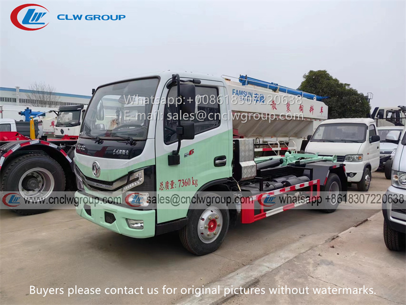 DFAC 4x2 5cbm hook lift bin garbage truck