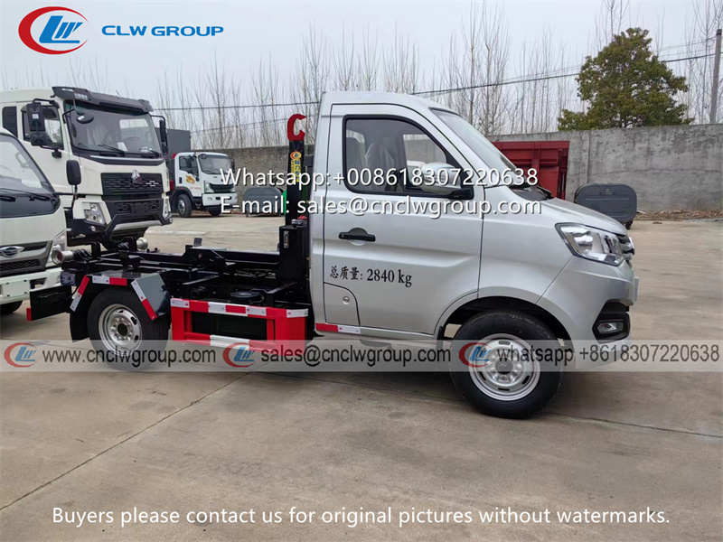 Changan 1 ton 2 ton hook lift garbage truck
